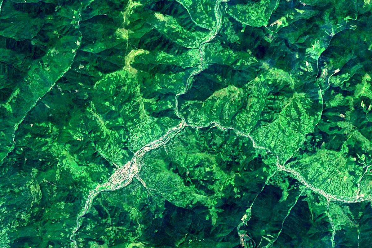 Tisza: satellite view of the source