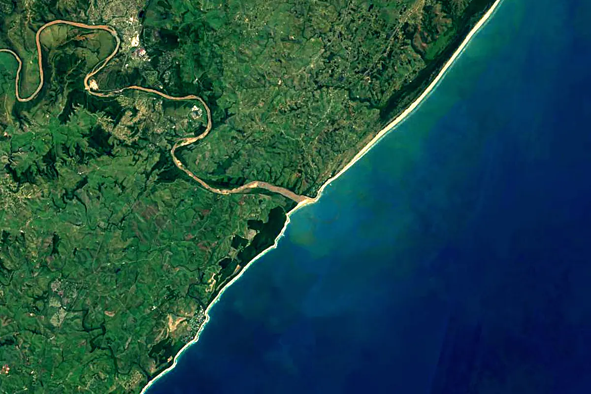 Tugela River: satellite view of the mouth