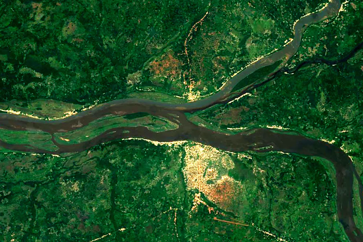 Ubangi River: satellite view of the source
