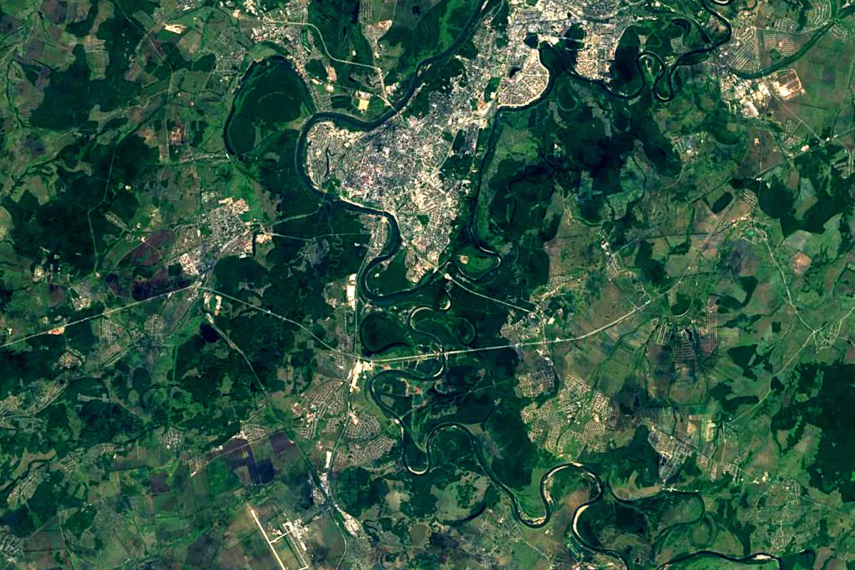 Ufa: satellite view of the mouth