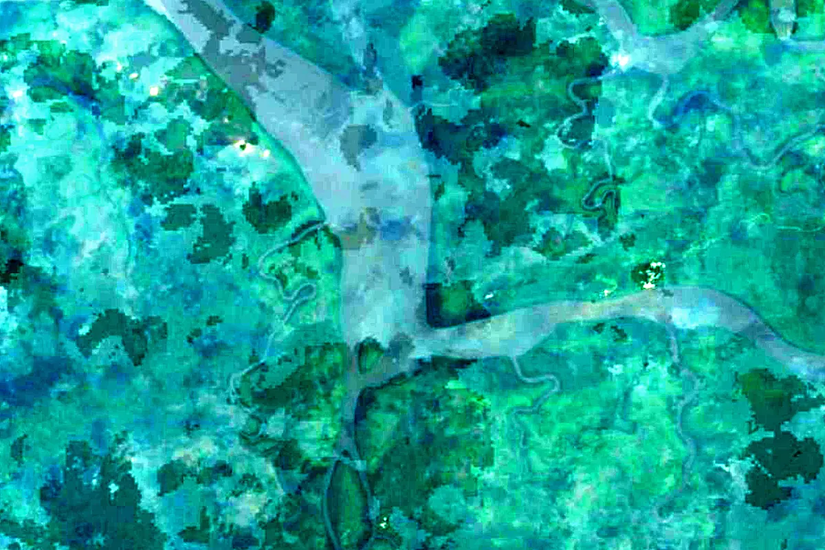 Utamboni River: satellite view of the mouth