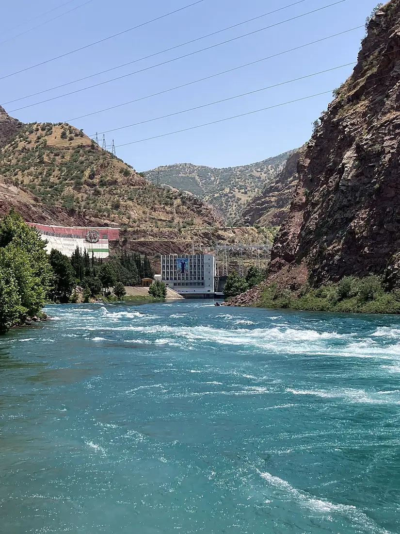 Nurek Dam and the Vakhsh River