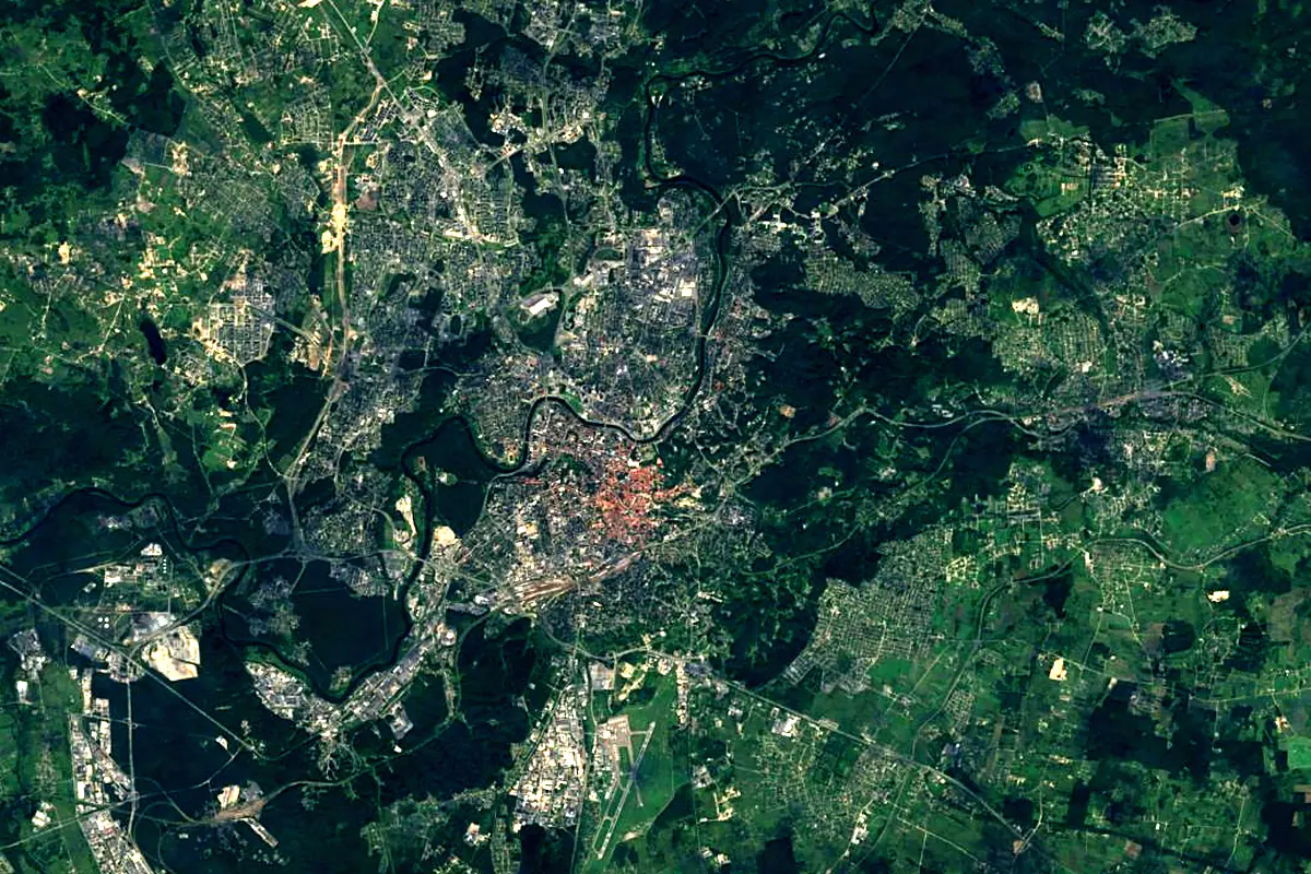 Vilnia: satellite view of the mouth
