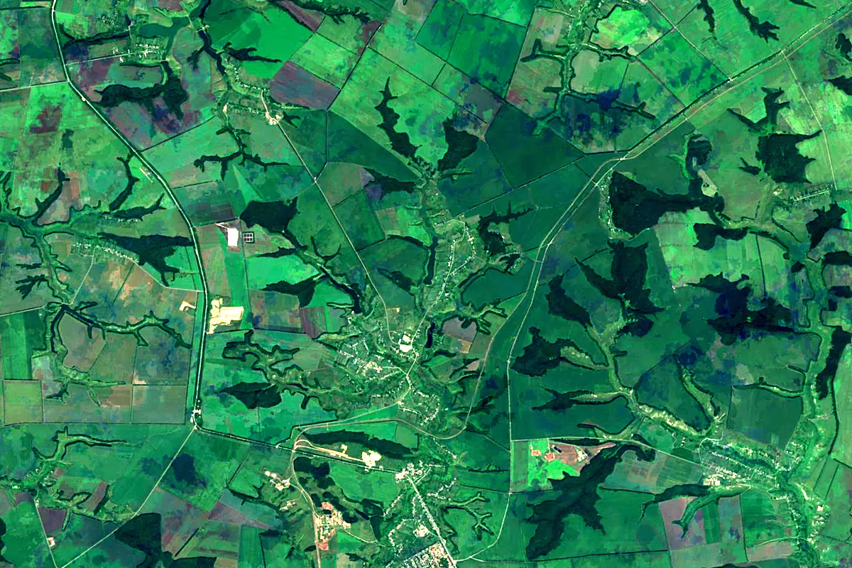 Vorskla: satellite view of the source