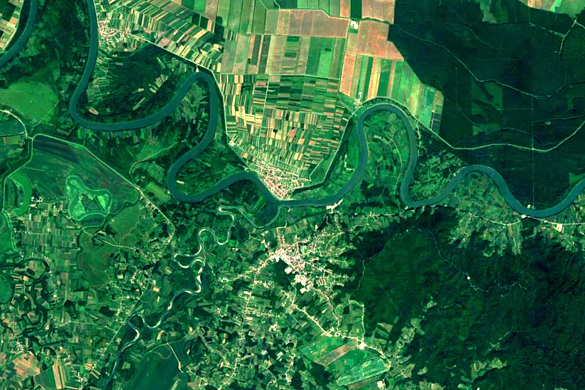Vrbas: satellite view of the mouth