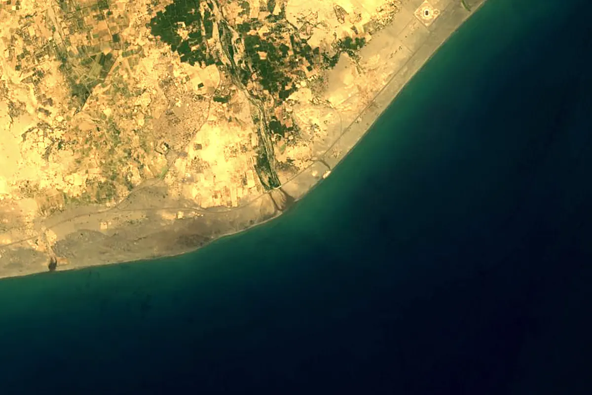 Wadi Bana: satellite view of the mouth