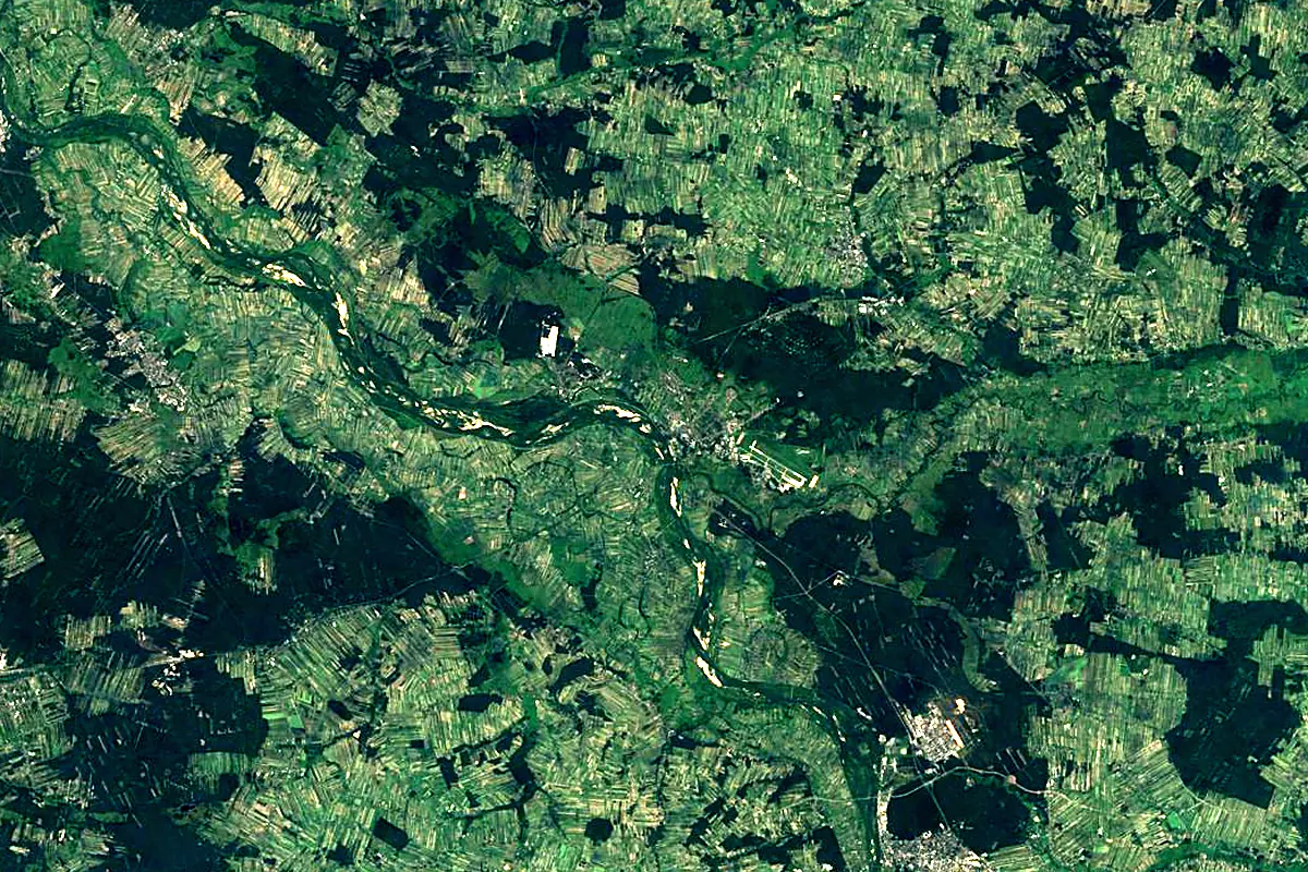 Wieprz: satellite view of the mouth