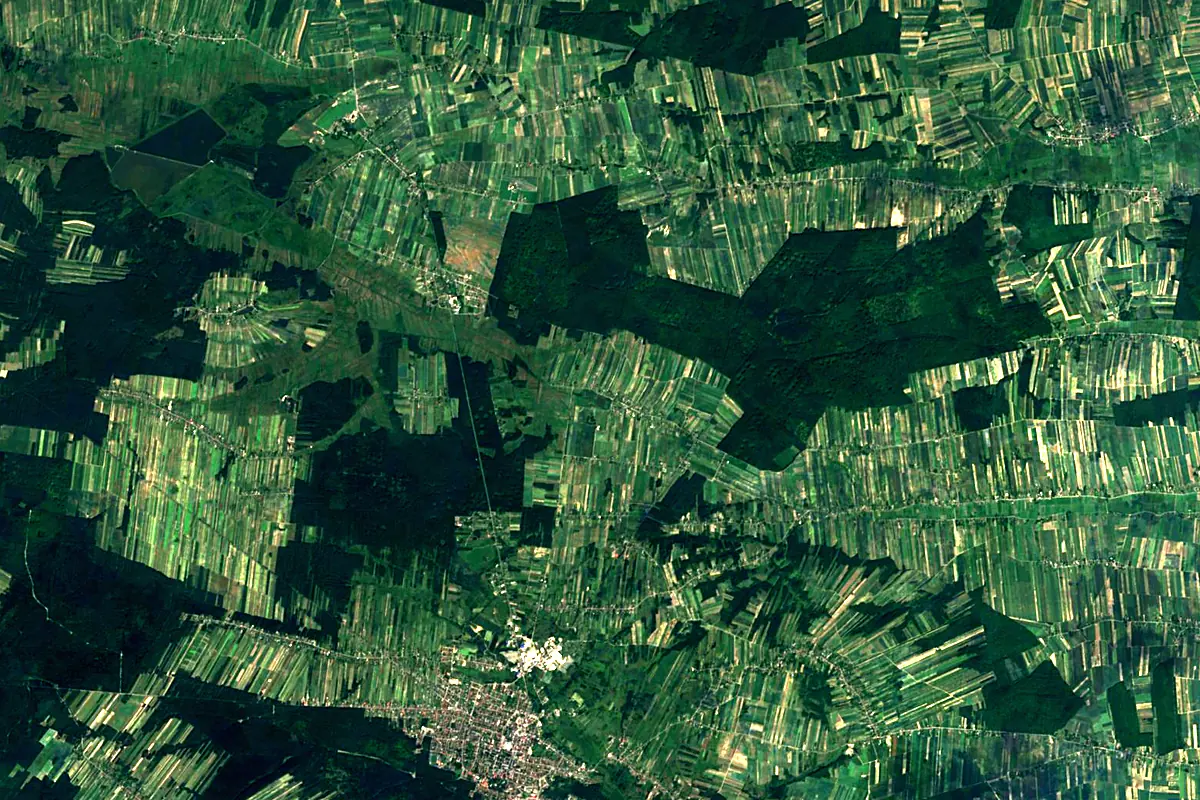 Wieprz: satellite view of the source