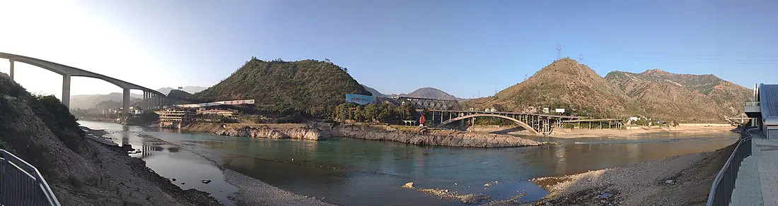 Panoramic view of the confluence of Yalong River & Jinsha River