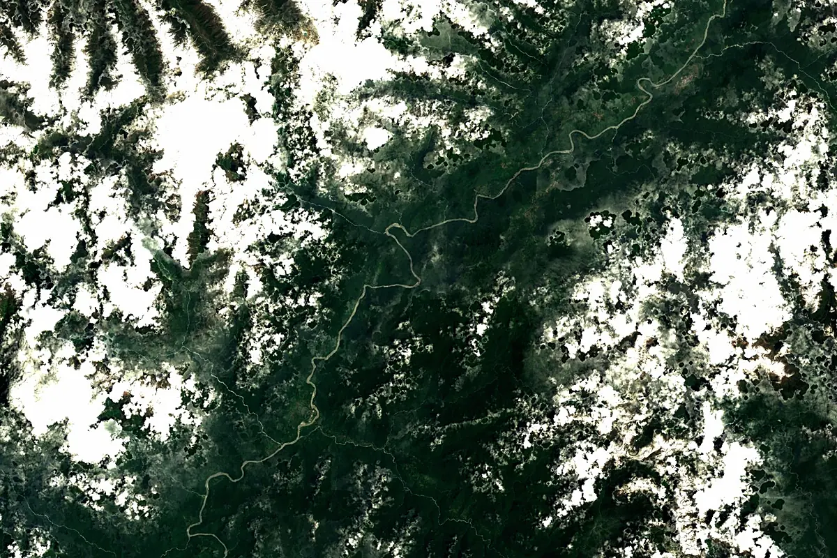 Yarlung Tsangpo River: satellite view of the mouth