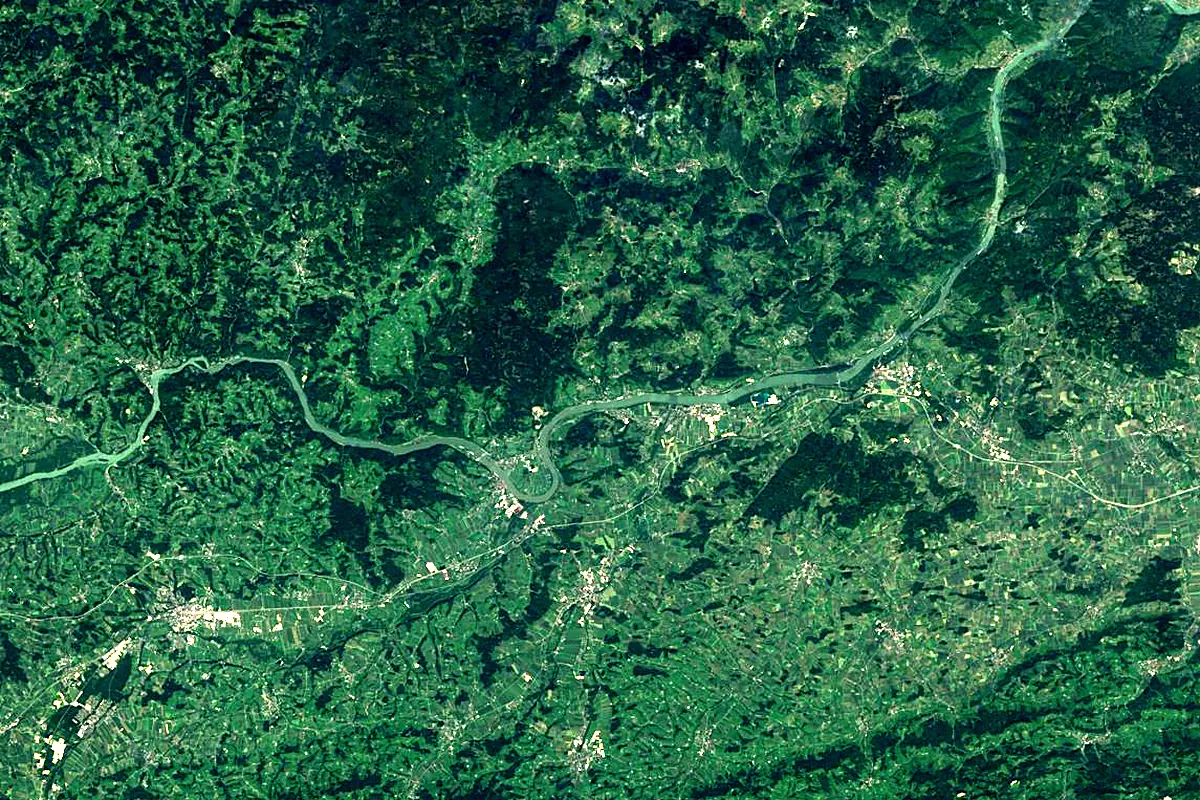Ybbs: satellite view of the mouth
